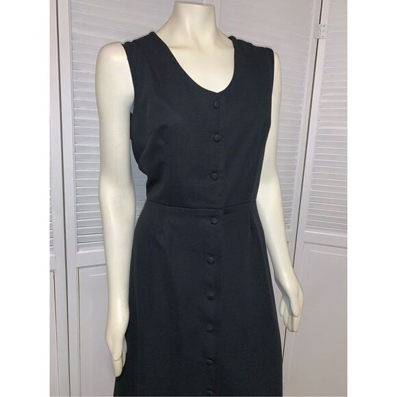 Vintage Black Button Down Sleeveless Maxi Dress 17/18 - Picture 2 of 12